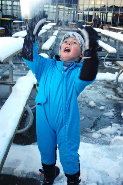 Fun in the snow at Coronet Peak opening day, Harrison Foot (3yrs) from Hunter Valley, Australia